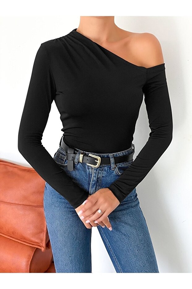 Kadın Açık Omuzlu Sandy Örme Bluz - 4