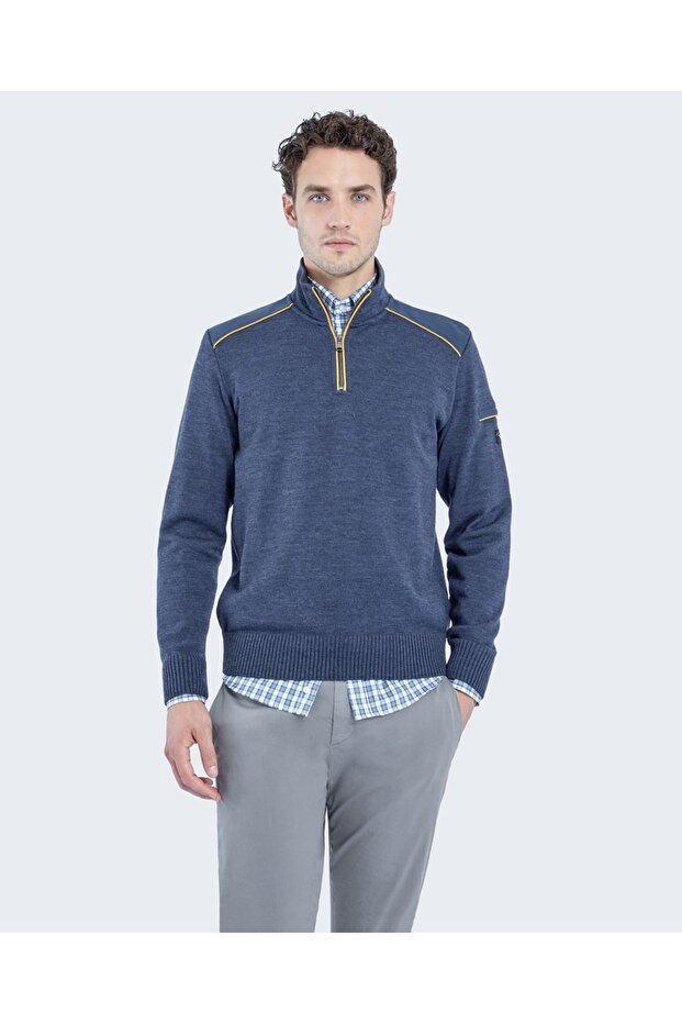 Men's Zıpped Pullover C.w. Wool - 1