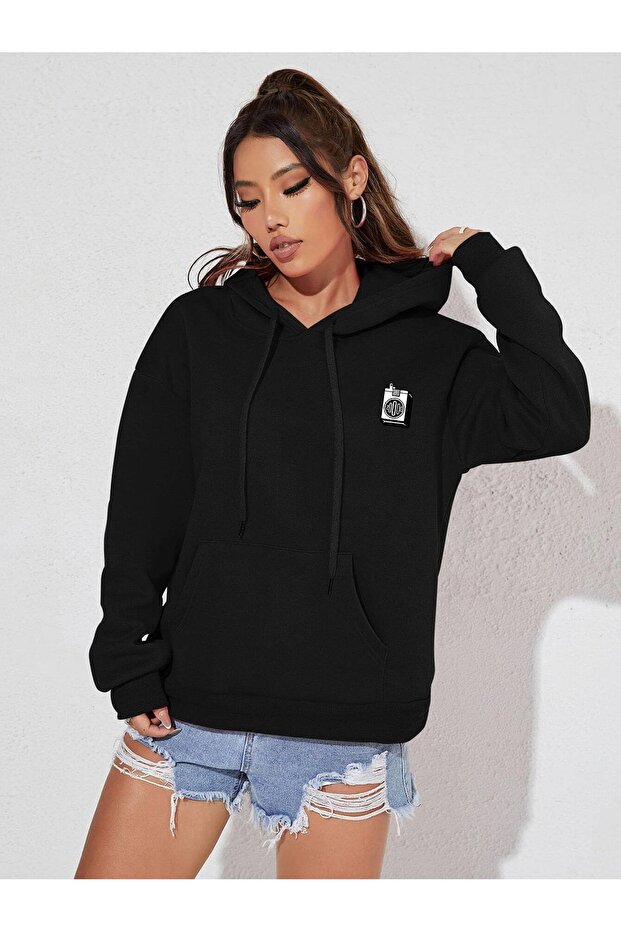 Printed Oversize Hooded Sweatshirt