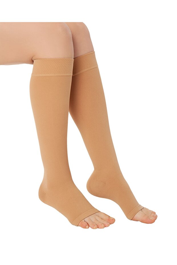 Diz Altı Çorabı (AÇIK BURUN) Orta Basınçlı Siyah Ref 912 - 1