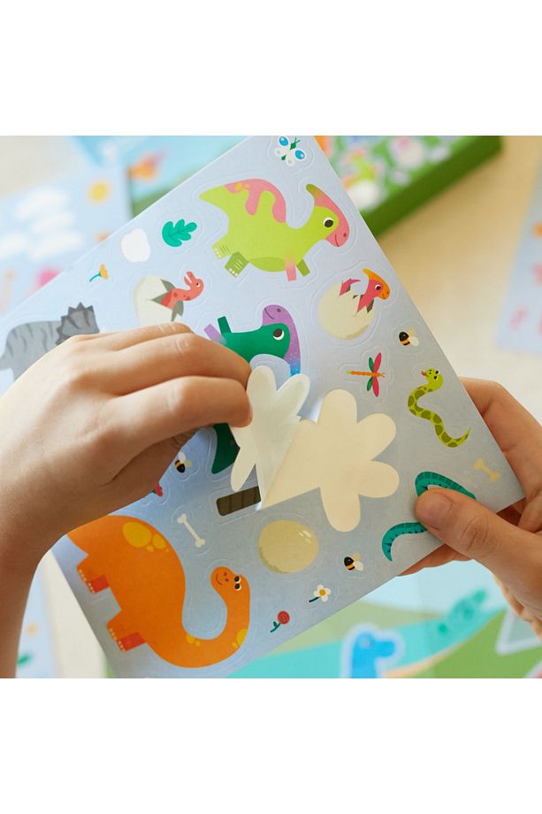 Reusable Dinosaurs Tak Çıkar Çıkartma Oyunu Sticker Seti - 4