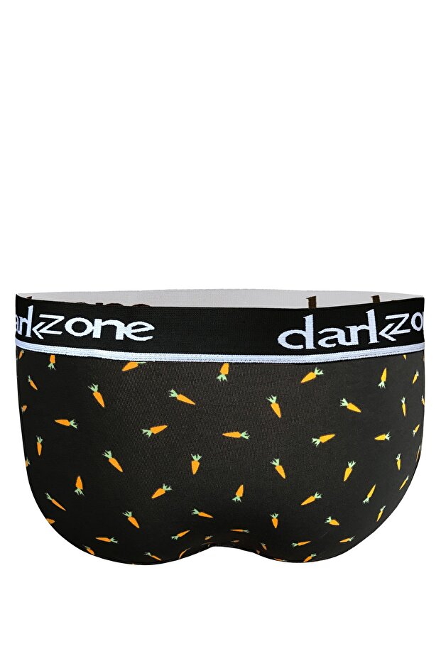 Men's Open Front Carrot Patterned Elastic Black Slip - 2