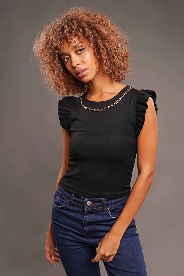 Collar Chain Blouse - 2