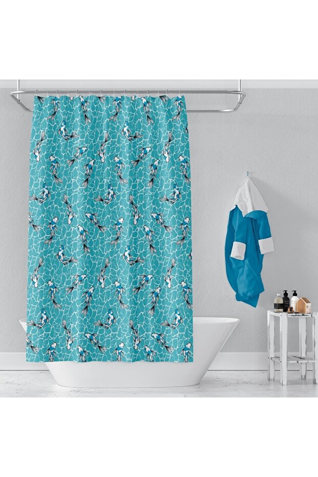 Bathroom Curtain 1X100X200 Single Panel Shower Curtain with Ring Gift Shower Cabin Curtain 4352