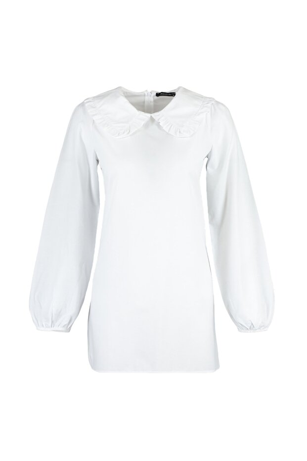 Beyaz Bebe Yaka Dokuma Tunik TCTSS21TN0089 - 2