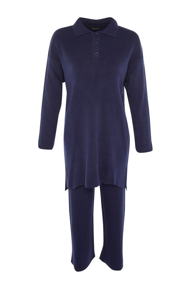 Lacivert Polo Yaka Tunik-Pantolon Triko Takım TCTAW22US0076 - 6