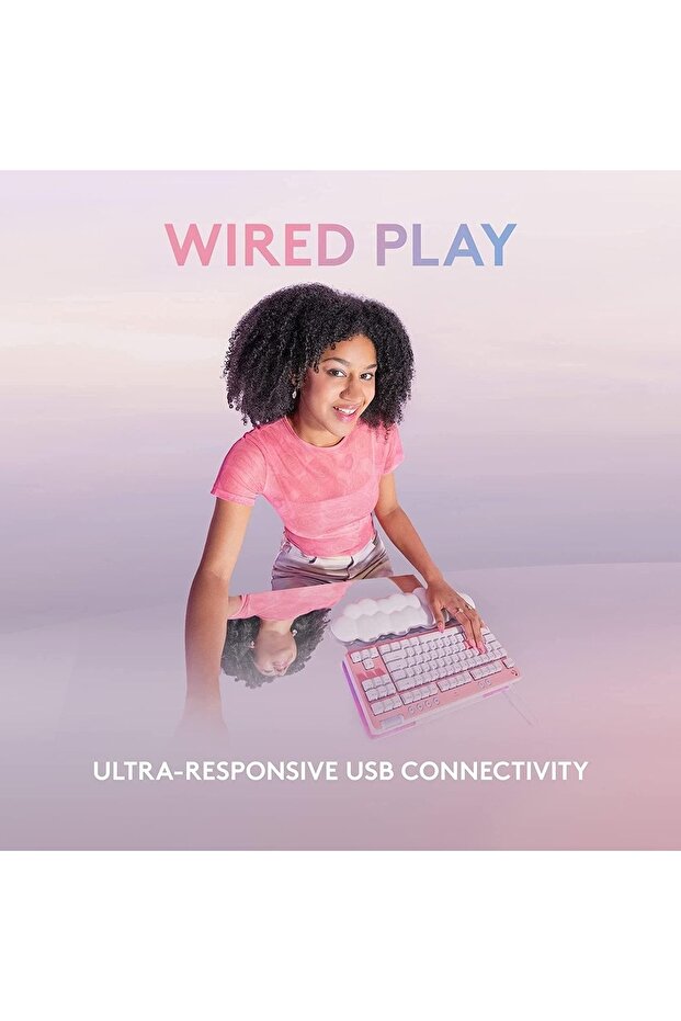G713 Aurora Wired Gaming Kyesi مع LIGYNC RGB مضيئة، لوحة مفاتيح قابلة للنقر (GX Blue)، - 3
