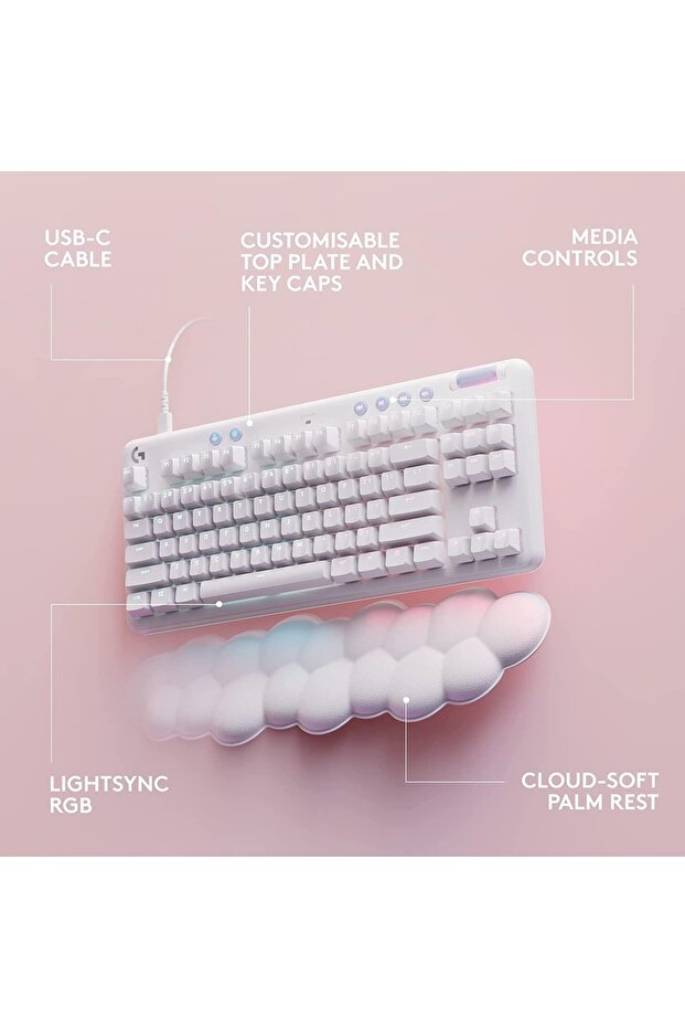 G713 Aurora Wired Gaming Kyesi مع LIGYNC RGB مضيئة، لوحة مفاتيح قابلة للنقر (GX Blue)، - 5