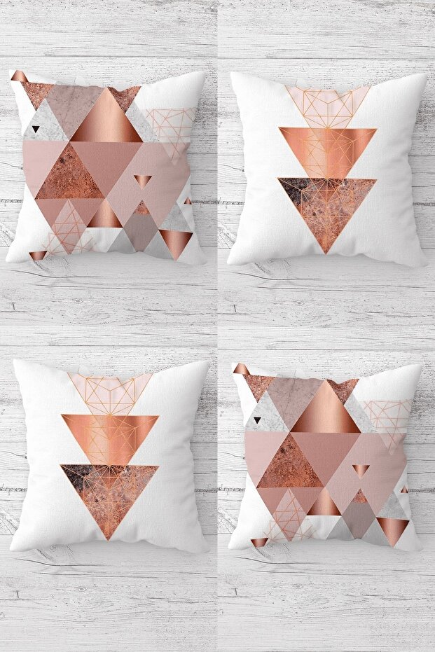 Hidden Zippered Nested Triangle Throw Pillow Cover Set - Seat and Pillow Set (4pcs)