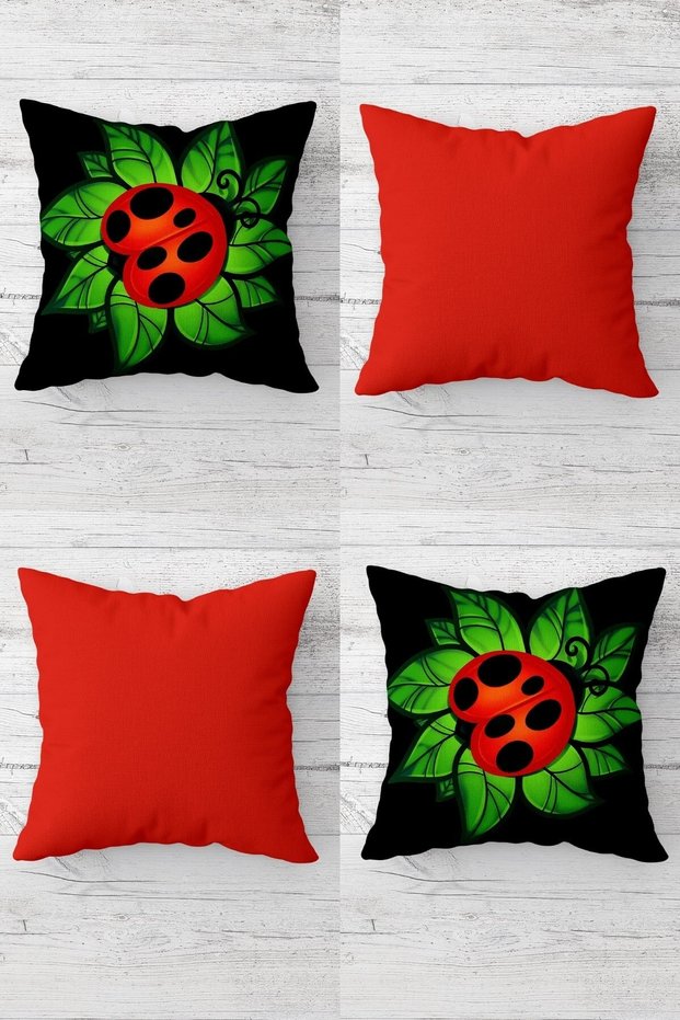 Ladybug And Leaf Hidden Zippered Throw Pillow Cover Seat Pillow Cover Set(4pcs)