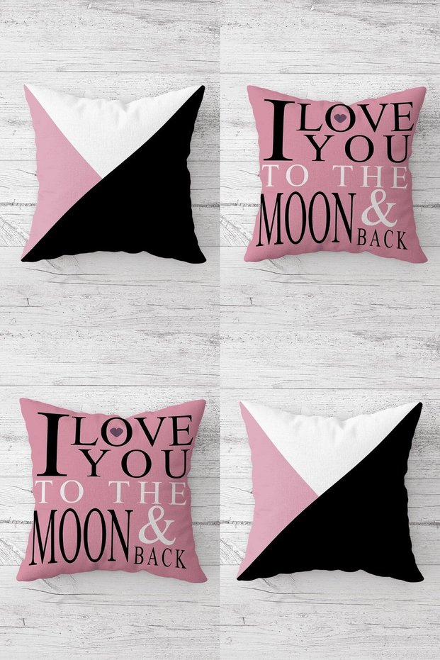 I Love You To The Moon - Hidden Zippered Throw Pillow Sofa Pillow Set (4pcs)