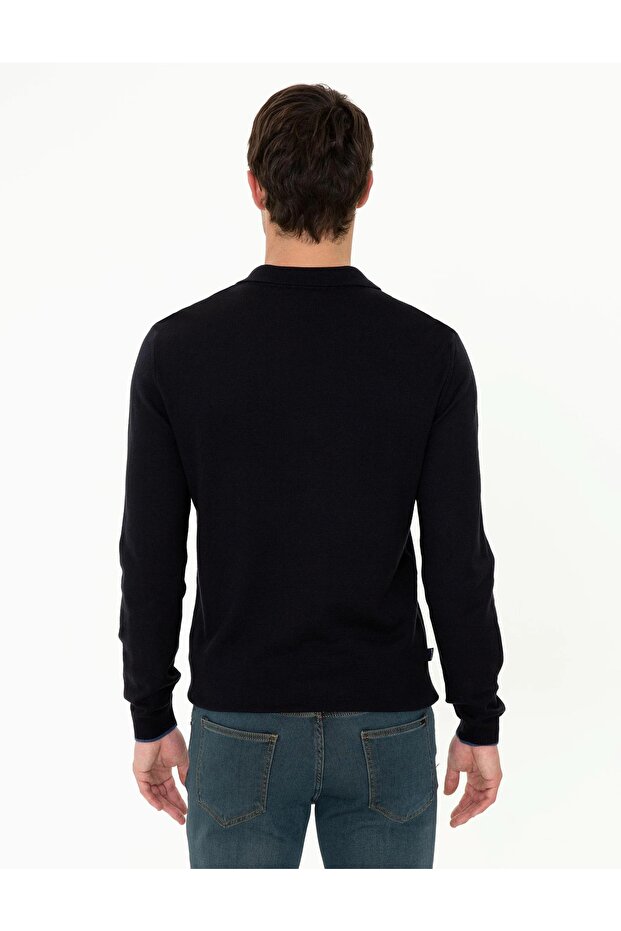 Lacivert Slim Fit Basic Triko Kazak - 2