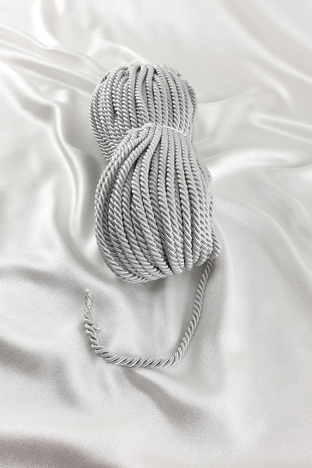 Cord Rope Gray Color 8 mm 20 Meters for Making Supla – Decorative Ribbon, Stylish Design, Women's Accessory