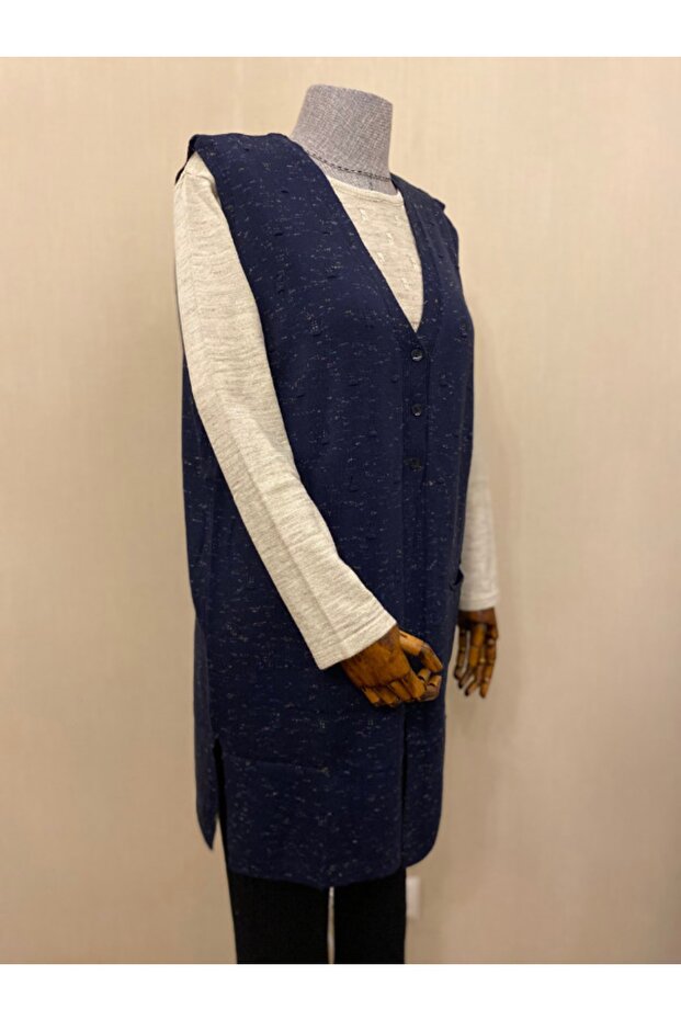 Mevsimlik Triko Anne Yelek / Kırçıllı Lacivert - 2