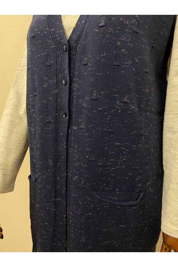 Mevsimlik Triko Anne Yelek / Kırçıllı Lacivert - 4