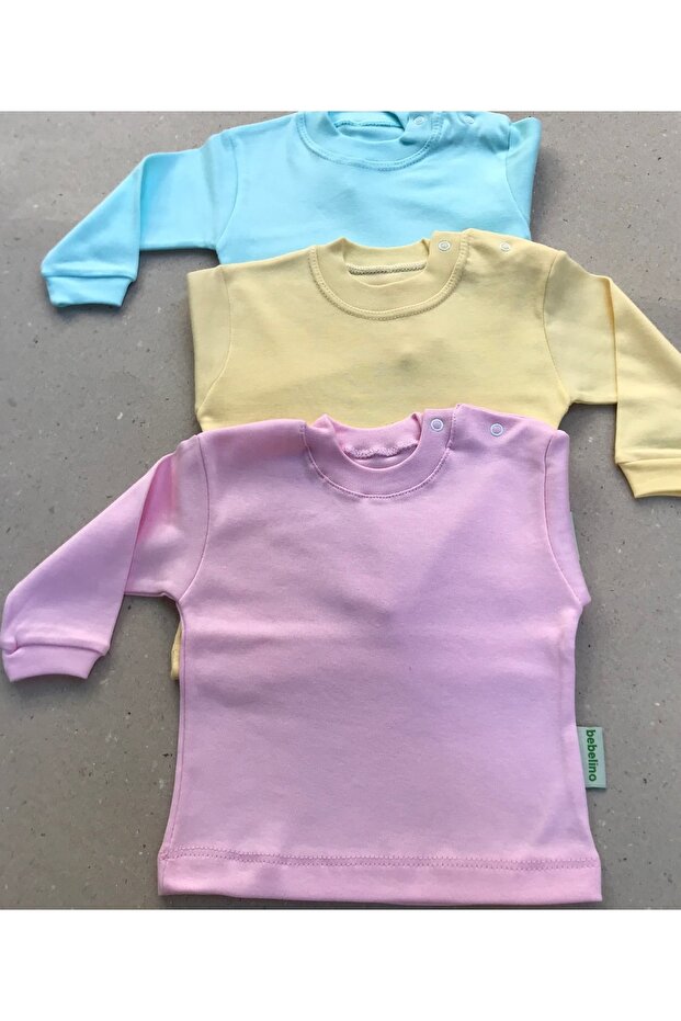 Uzun Kollu Bebek Üst Badi (3 LÜ PAKET) (SUYEŞİLİ,SARI,PEMBE) 0-24 Ay Arası - 3