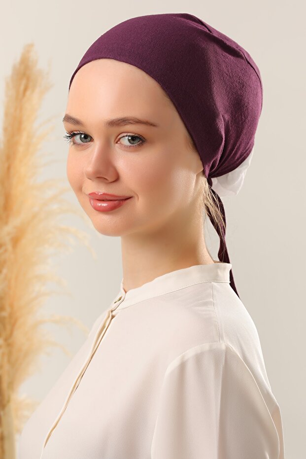 Dikişli Bone Mor - 2