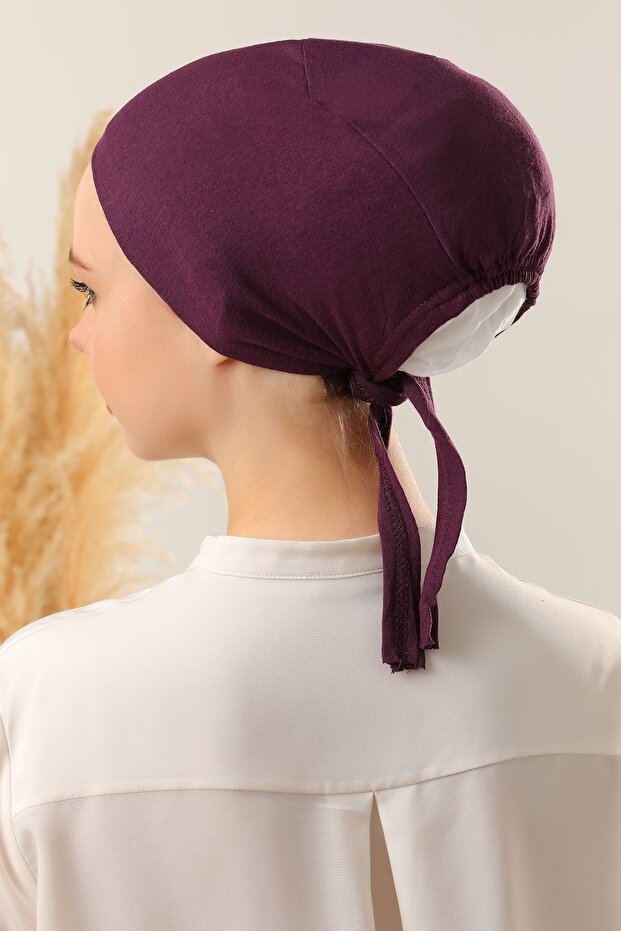 Dikişli Bone Mor - 3