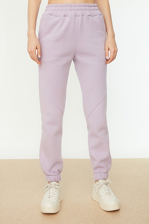 Lila Basic Jogger Dicke Fleece Strick Jogginghose TWOAW21EA0010 - 8