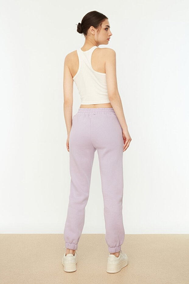 Lila Basic Jogger Dicke Fleece Strick Jogginghose TWOAW21EA0010 - 9