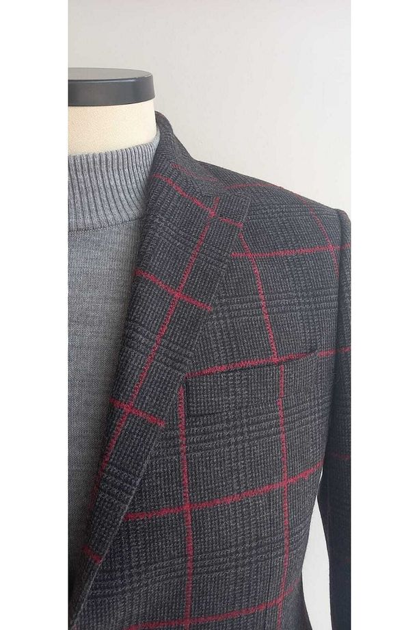 Sir Erkek Yün Ekoseli Astarlı Blazer Ceket - 4