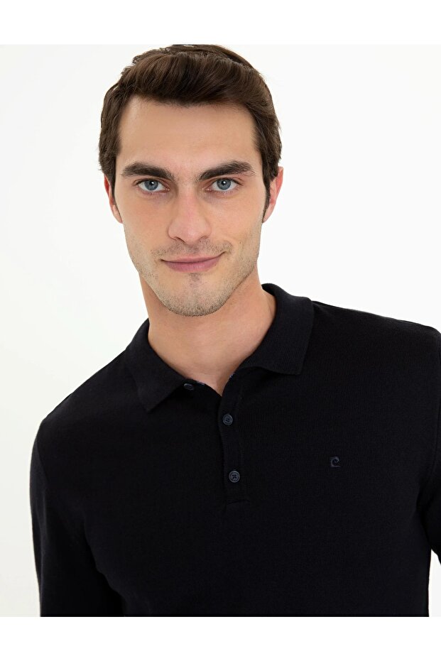 Lacivert Slim Fit Basic Triko Kazak - 5