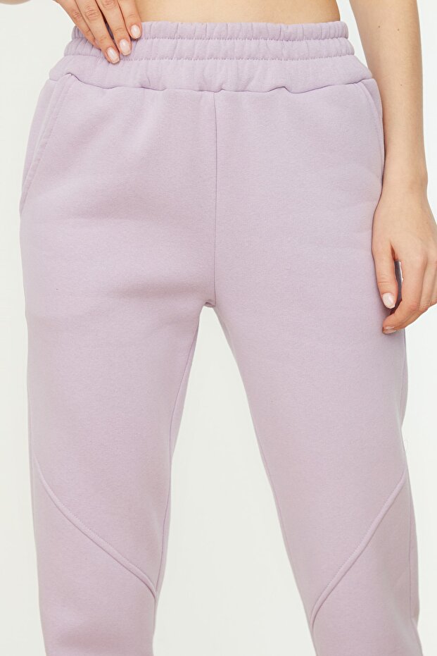 Lila Basic Jogger Dicke Fleece Strick Jogginghose TWOAW21EA0010 - 6
