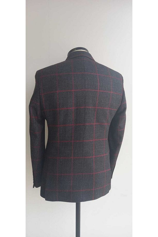 Sir Erkek Yün Ekoseli Astarlı Blazer Ceket - 1
