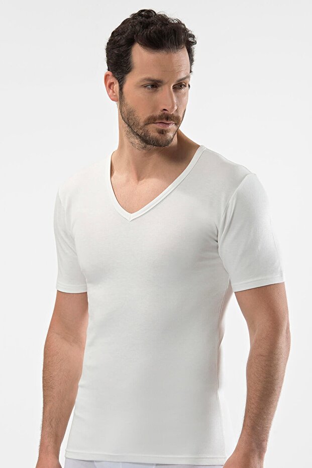 Thermal Underwear Top Viloft Fabric Short Sleeve V-Neck Thermal T-Shirt