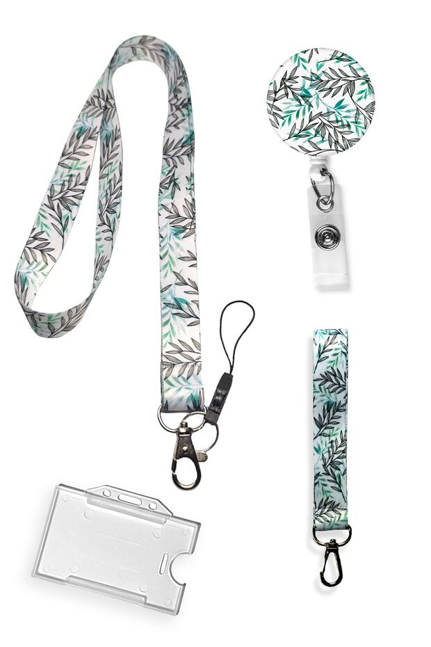 Thin Leaf Set of 4 Neck Lanyard Keychain Yoyo Collar Card Holder