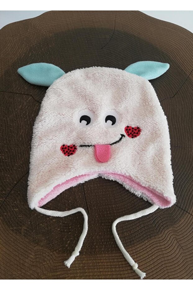 Baby Girl Plush Beanie with Fleece Ears 2106-02-028