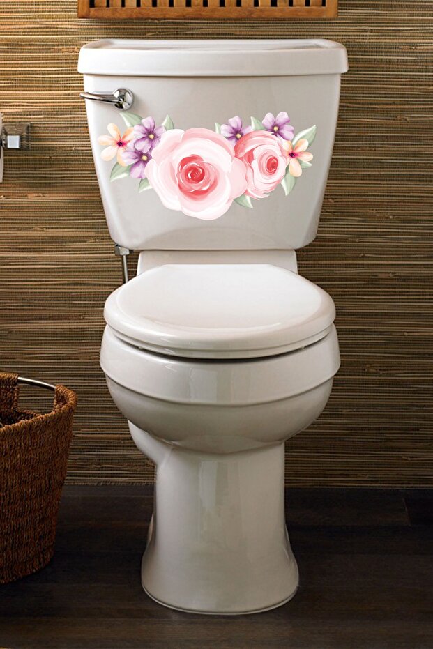 Pink Roses Toilet Seat And Bathroom Sticker