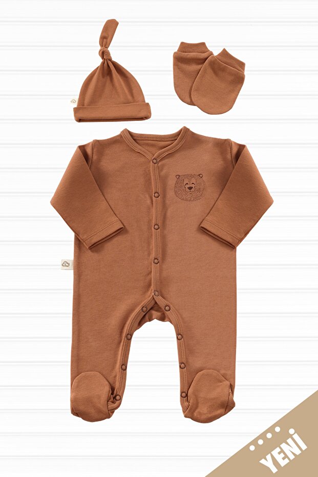 Honey Bear Unisex 3 Piece Hospital Discharge Set Organic Cotton Newborn Set