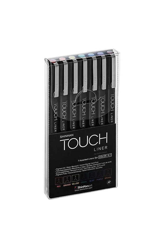 مجموعة أقلام رسم فنية من Touch Liner مكونة من 7 ألوان