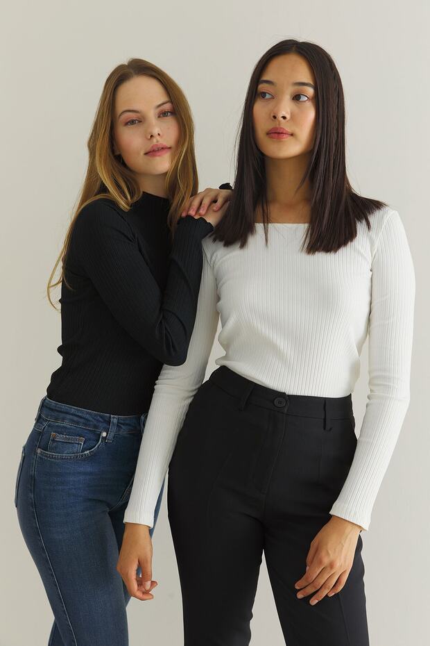 Balerin Yaka Uzun Kol Basıc Body - 3