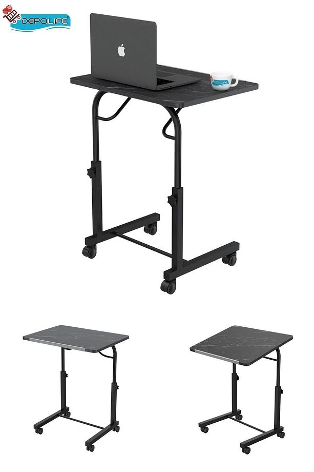 Eğim Yükseklik Ayarlı Laptop Sehpası Kahvaltı Ders Çalışma Bilgisayar Masası Metal Ayak Tekerlekli - 5
