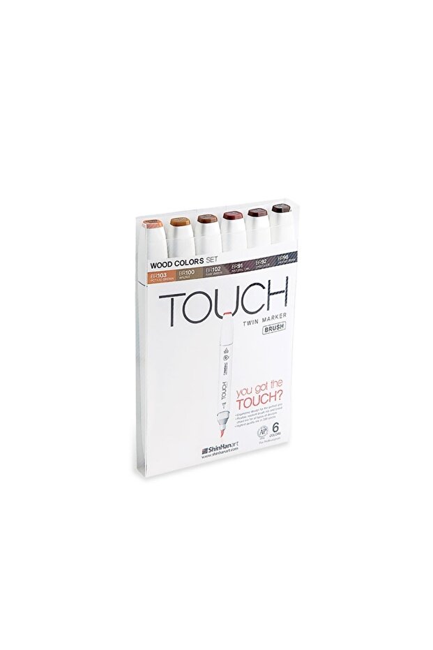 Touch Twin Brush Pen: Double Sided Marker Set: 6-Piece Wood Tones