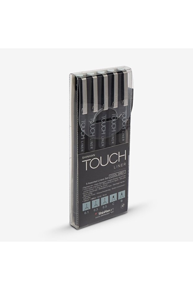Touch Liner Technical Drawing Pen Set of 5 Gray