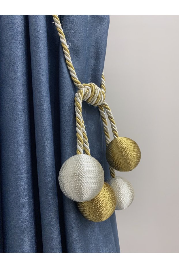 Modern Winding 4 Ball Braçol Cornice Tactical String Ceiling Curtain Accessory Mustard Yellow & Cream