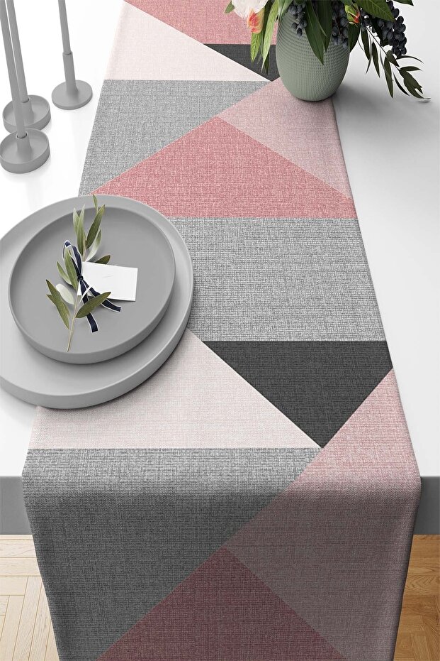 40x140cm Geometric Thai Feather Woven Premium Stain Resistant Fabric Tablecloth Runner Rnr390
