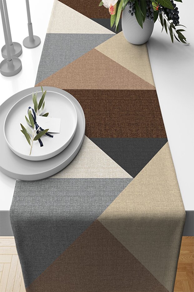 40x140cm Runner Woven Stain Resistant Premium Thai Feather Fabric Tablecloth Geometric Rnr391