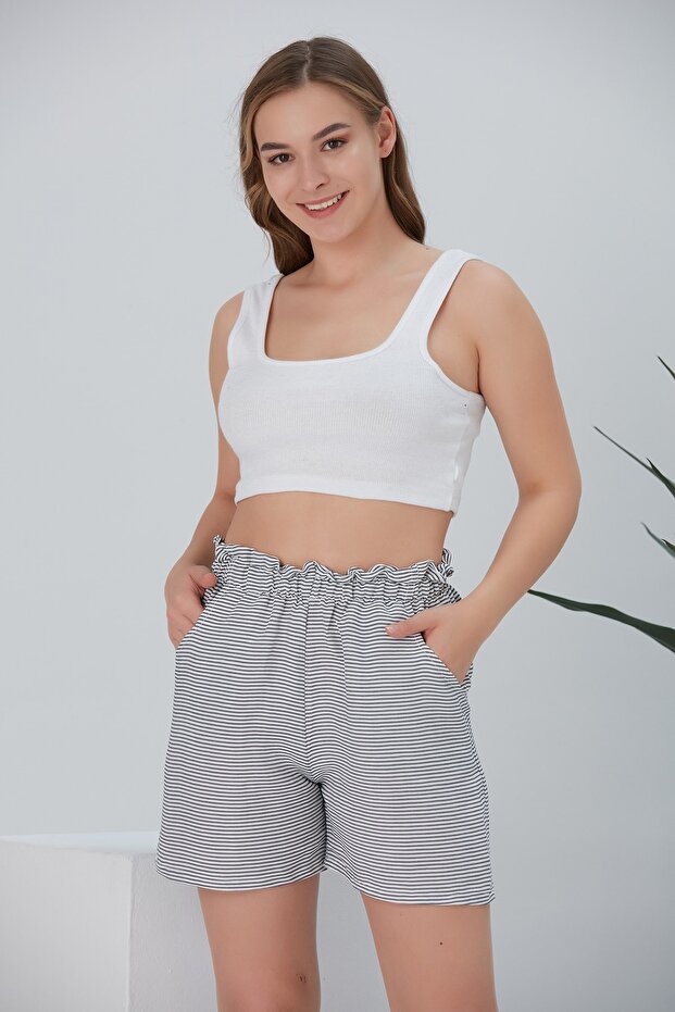 Kadın Çizgili Şort - 5