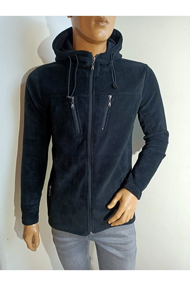 Kapşonlu Fermuarlı Polar - 4