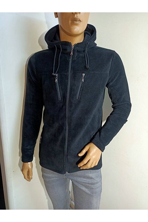 Kapşonlu Fermuarlı Polar - 8