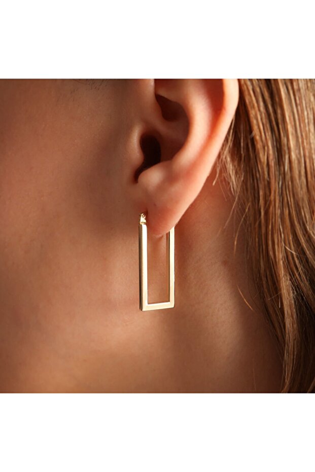 Altın Halka Küpe Rectangle - 2