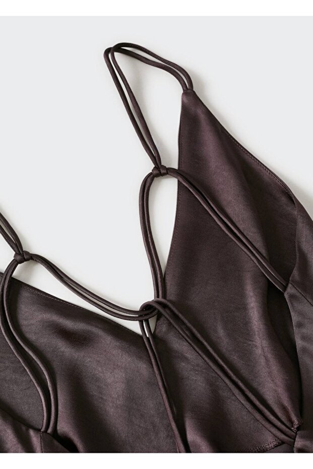 Midi Boy Saten Elbise - 5