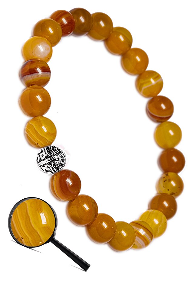 Certified AAA Grade Orange Agate Stone Bracelet (with silver clasp)