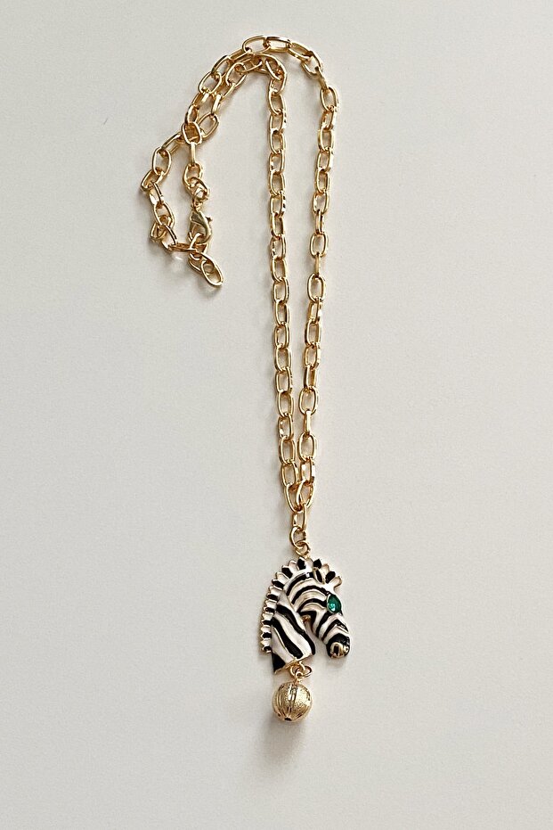 Zebra Uçlu Gold Kolye - 3