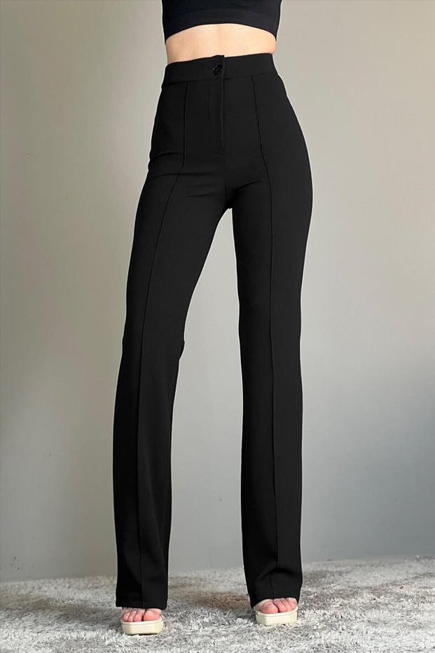 Summer Time Women's Black Striped High Waist Loose Leg Trousers Palazzo