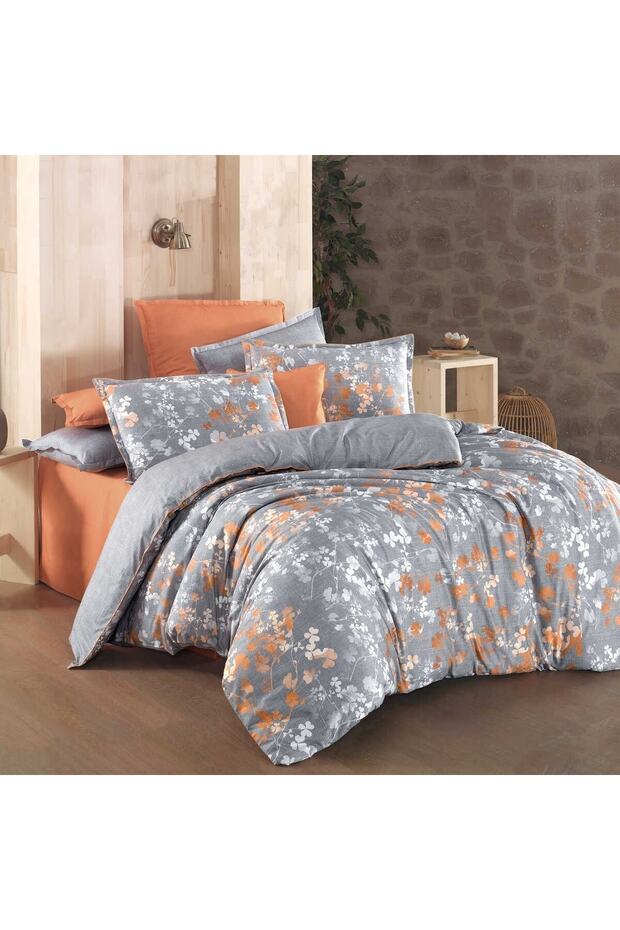 Enola V2 Gray Poplin Double Duvet Cover Set
